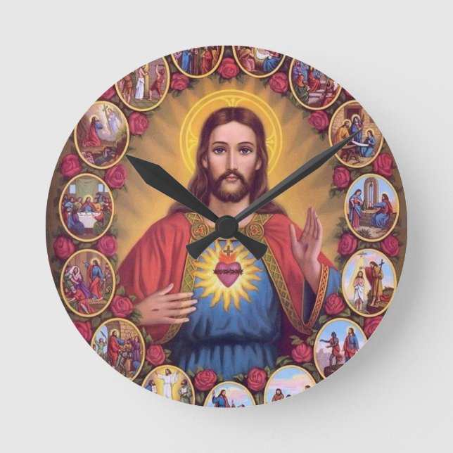 The Sacred Heart Of Jesus Round Clock (Front)