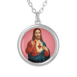 The Sacred Heart of Jesus Silver Plated Necklace