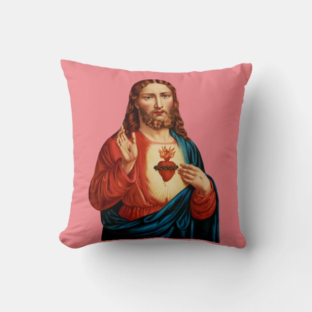 The Sacred Heart of Jesus Throw Pillow (Front)