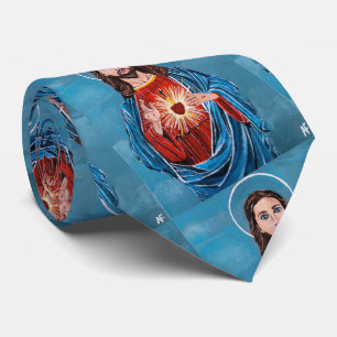 The Sacred Heart Painting by Alfred Fox Neck Tie