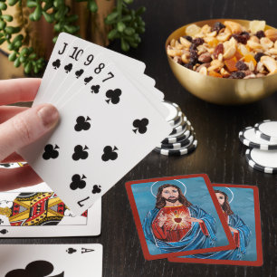 The Sacred Heart Painting by Alfred Fox Poker Cards