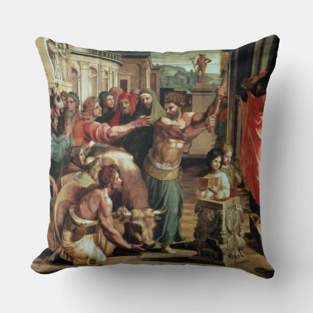 The Sacrifice at Lystra (cartoon for the Sistine C Throw Pillow (Front)