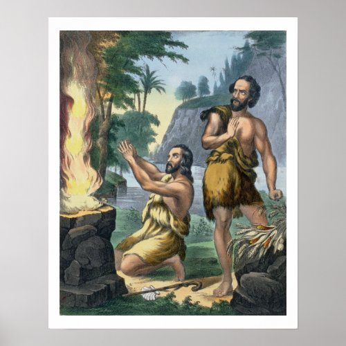 The Sacrifice of Cain and Abel from a bible print
