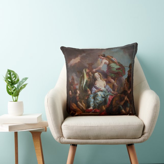 The Sacrifice of Iphigenia by Charles de La Fosse Throw Pillow (Chair)