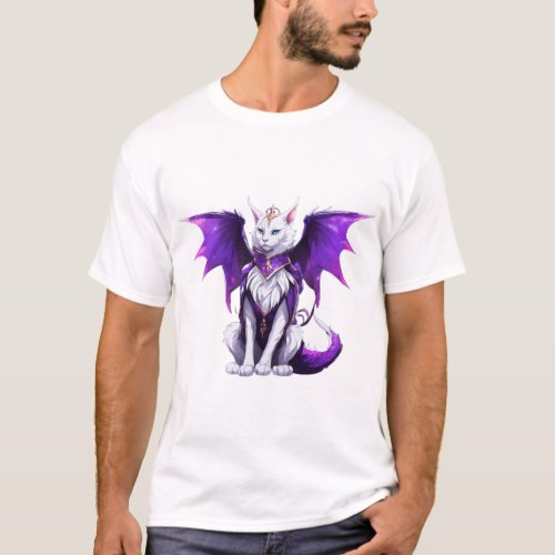 The Saga of the White Black Purple Dragon Cat Wiza T_Shirt