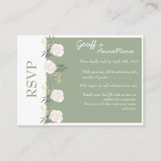 The Sage and White Rose Wedding Enclosure Reply  Card