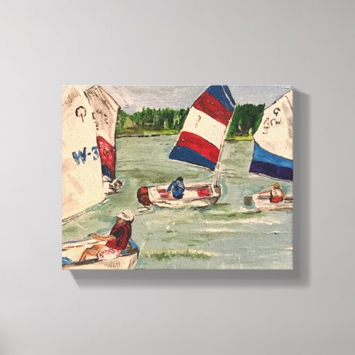 The Sailing Lesson  painting by Willowcatdesigns Canvas Print