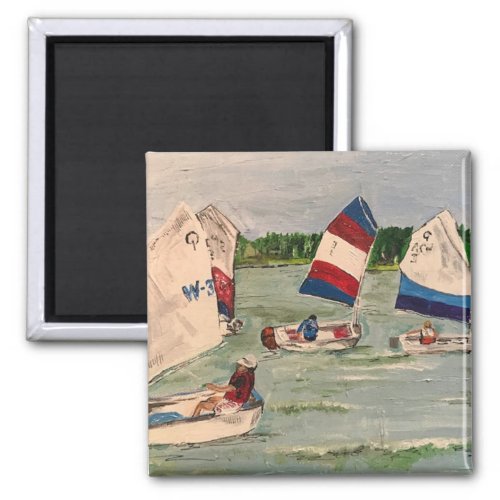 The Sailing Lesson  painting by Willowcatdesigns Magnet