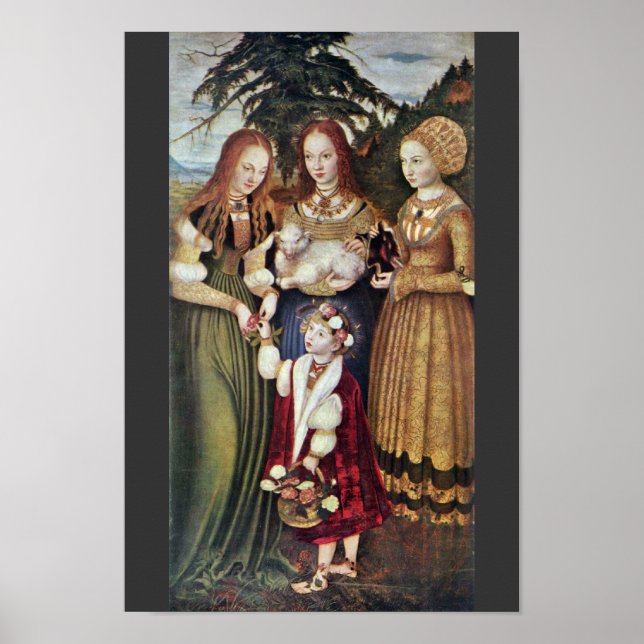 The Saints Agnes And Dorothy Kunigunde By Cranach Poster (Front)