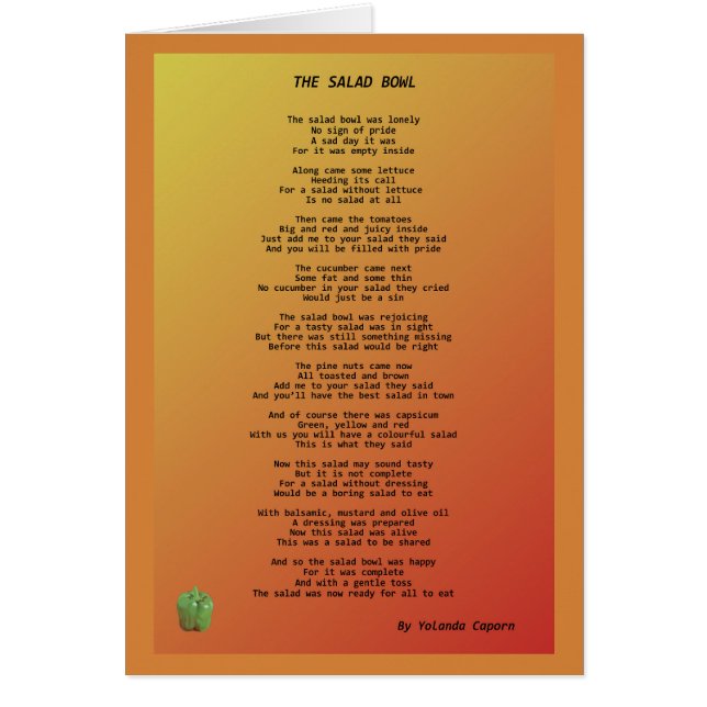 The Salad Bowl Blank Greeting Card (Front)