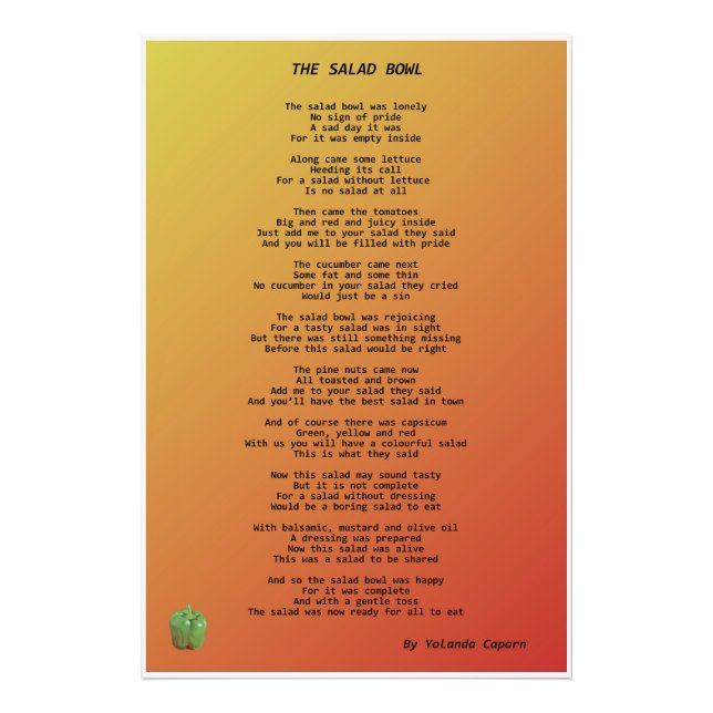 The Salad Bowl Photo Enlargement Print (Front)