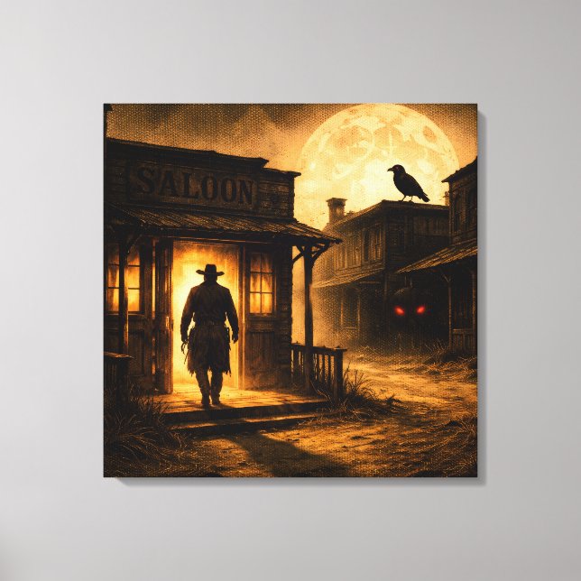 The Saloon Shadow: Gothic Frontier Entry Canvas Print (Front)