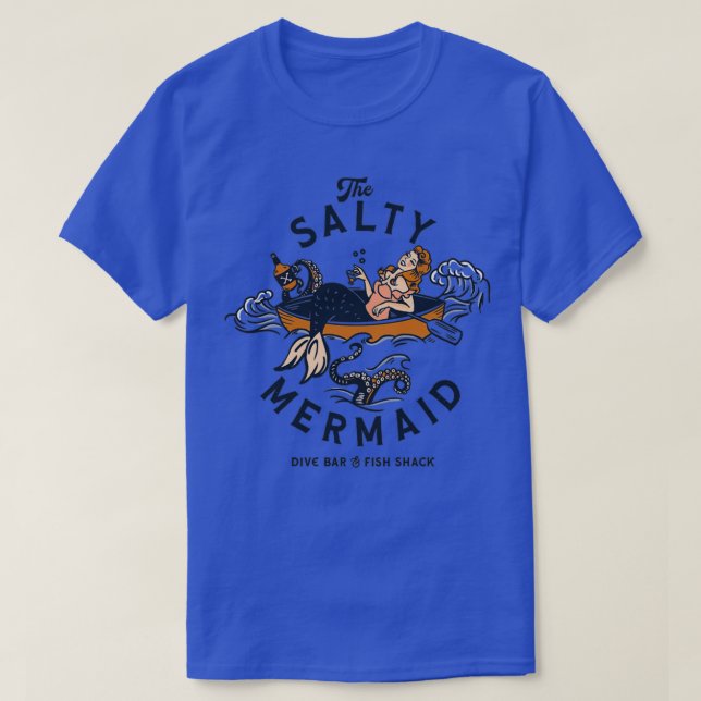 The Salty Mermaid Dive Bar amp Fish Shack Cool Ret T-Shirt (Design Front)
