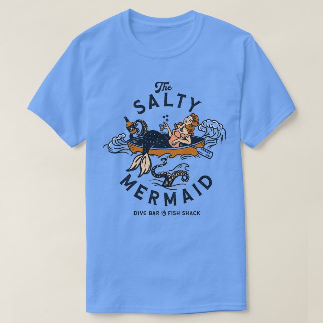 The Salty Mermaid Dive Bar Fish Shack Cool Retro M T-Shirt (Design Front)