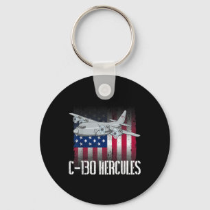 The Salty Veteran C-130 Hercules American Flag Mil Keychain