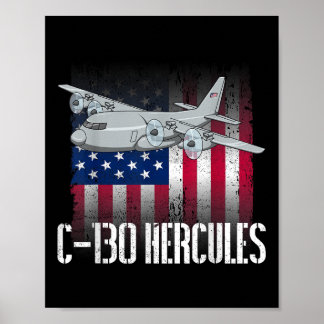 The Salty Veteran C-130 Hercules American Flag Mil Poster