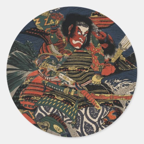 The samurai warriors Tadanori and Noritsune Classic Round Sticker
