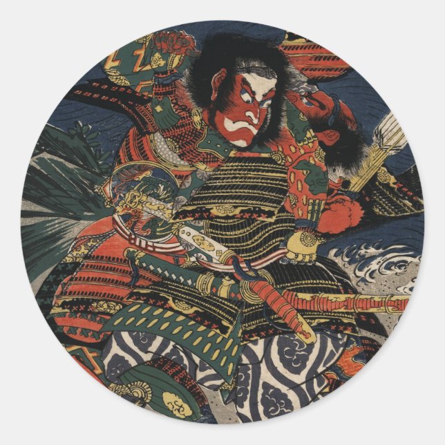 The samurai warriors Tadanori and Noritsune Classic Round Sticker (Front)