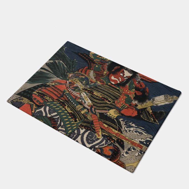 The samurai warriors Tadanori and Noritsune Doormat (Angled)