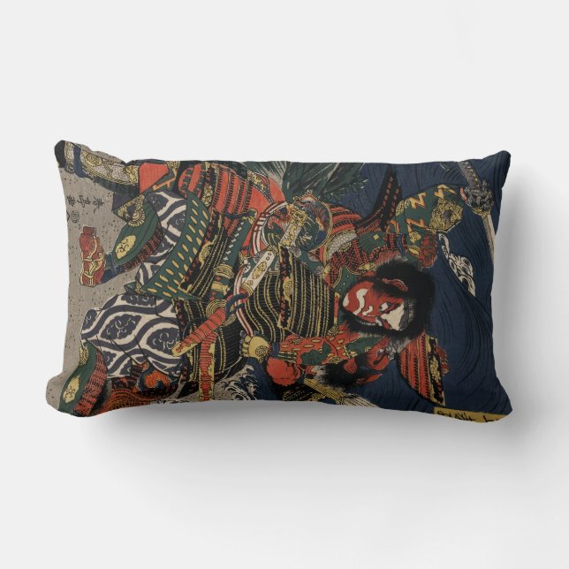 The samurai warriors Tadanori and Noritsune Lumbar Pillow (Front)