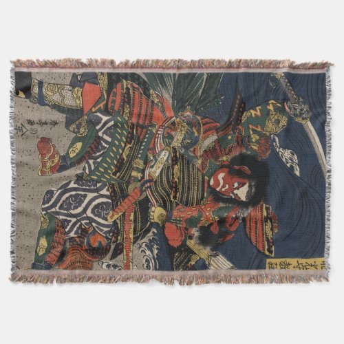 The samurai warriors Tadanori and Noritsune Throw Blanket