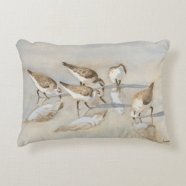 The sand pipers decorative pillow (Front)