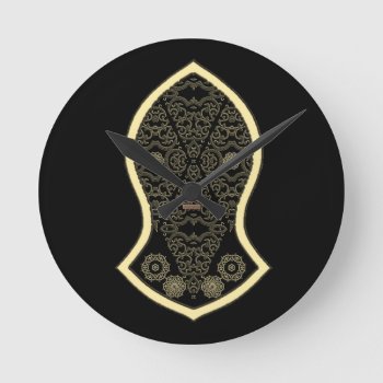 The Sandal Of The Prophet (golden) Round Clock by HennaHarmony at Zazzle