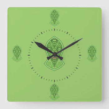 The Sandal Of The Prophet (green) Square Wall Clock by HennaHarmony at Zazzle