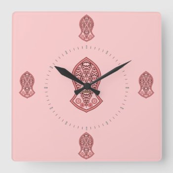 The Sandal Of The Prophet (henna)(red) Square Wall Clock by HennaHarmony at Zazzle