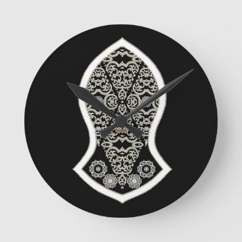The Sandal Of The Prophet (white) Round Clock by HennaHarmony at Zazzle