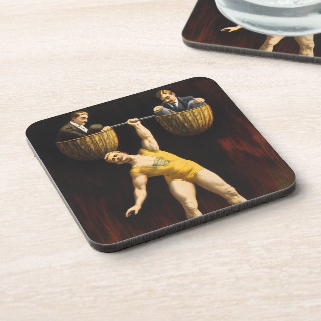 The Sandow Eugen Sandow Vaudeville Weightlifter  Beverage Coaster (Left Side)