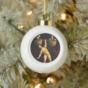 The Sandow Eugen Sandow Vaudeville Weightlifter Ceramic Ball Christmas Ornament