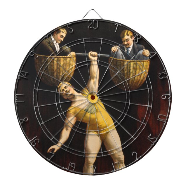 The Sandow Eugen Sandow Vaudeville Weightlifter  Dart Board (Front)