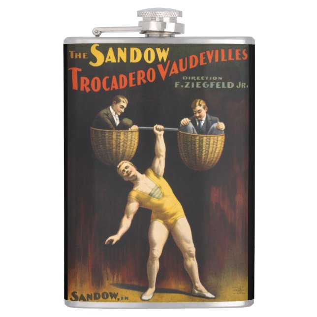The Sandow Eugen Sandow Vaudeville Weightlifter  Flask (Front)