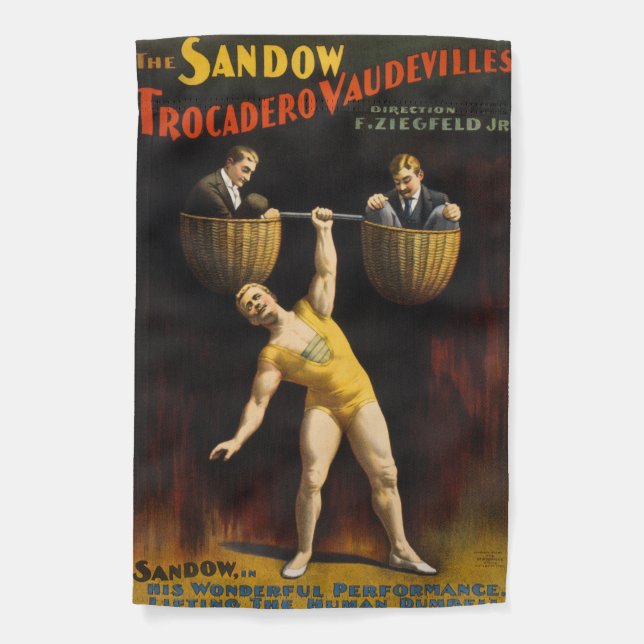 The Sandow Eugen Sandow Vaudeville Weightlifter  Garden Flag (Front)