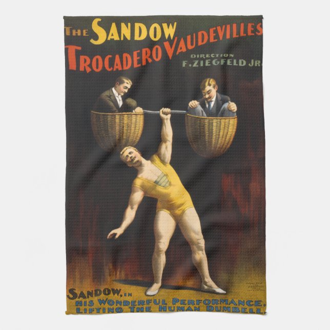 The Sandow Eugen Sandow Vaudeville Weightlifter  Kitchen Towel (Vertical)