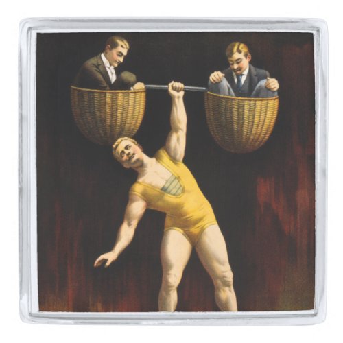 The Sandow Eugen Sandow Vaudeville Weightlifter  Silver Finish Lapel Pin