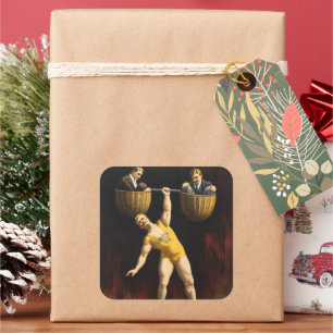 The Sandow Eugen Sandow Vaudeville Weightlifter Square Sticker