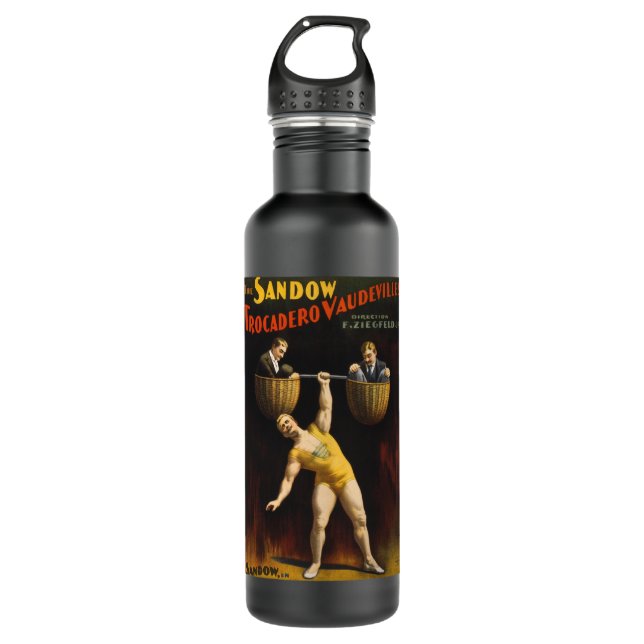 The Sandow Eugen Sandow Vaudeville Weightlifter  Stainless Steel Water Bottle (Front)