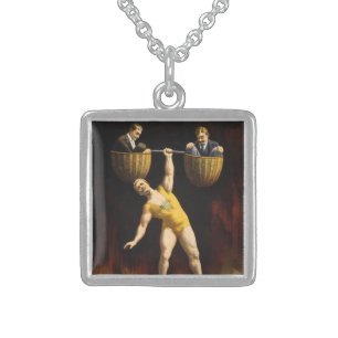 The Sandow Eugen Sandow Vaudeville Weightlifter Sterling Silver Necklace