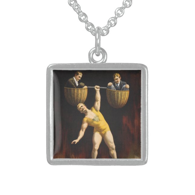 The Sandow Eugen Sandow Vaudeville Weightlifter  Sterling Silver Necklace (Front)