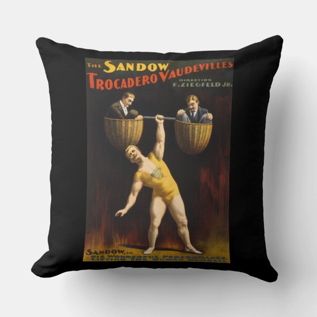 The Sandow Eugen Sandow Vaudeville Weightlifter  Throw Pillow (Front)