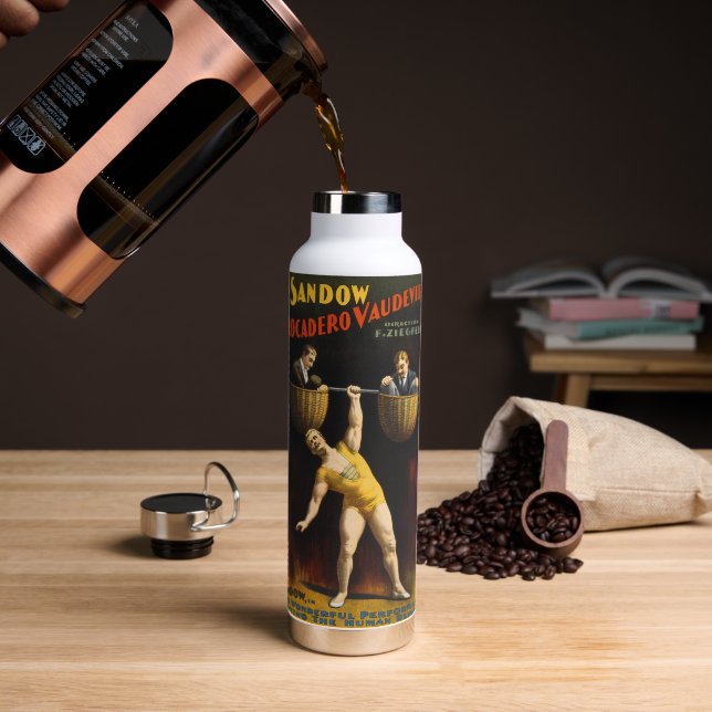 The Sandow Eugen Sandow Vaudeville Weightlifter  Water Bottle (Coffee)