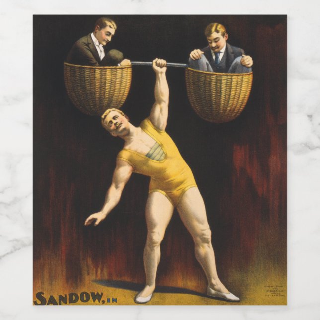 The Sandow Eugen Sandow Vaudeville Weightlifter  Wine Label (Single Label)
