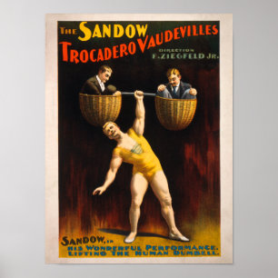 The Sandow Trocadero Vaudevilles Weightlifting Poster