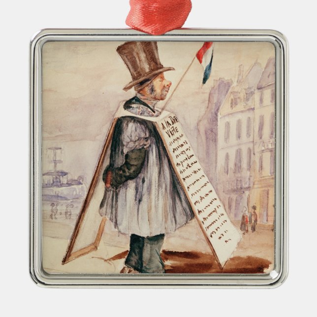 The Sandwich Board Man, Boulevard du Temple, 1839 Metal Ornament (Front)