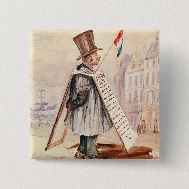 The Sandwich Board Man, Boulevard du Temple, 1839 Pinback Button (Front)