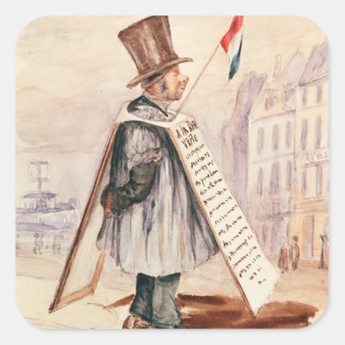 The Sandwich Board Man Boulevard du Temple 1839 Square Sticker