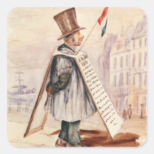 The Sandwich Board Man, Boulevard du Temple, 1839 Square Sticker