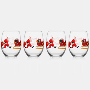 The Santa Claus Hustle Drinkware Set Stemless Wine Glass